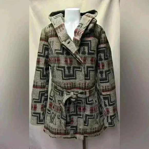 Mossimo Supply Co Brown Tribal Print Southwestern Hooded Jacket with size Large - Picture 1 of 11
